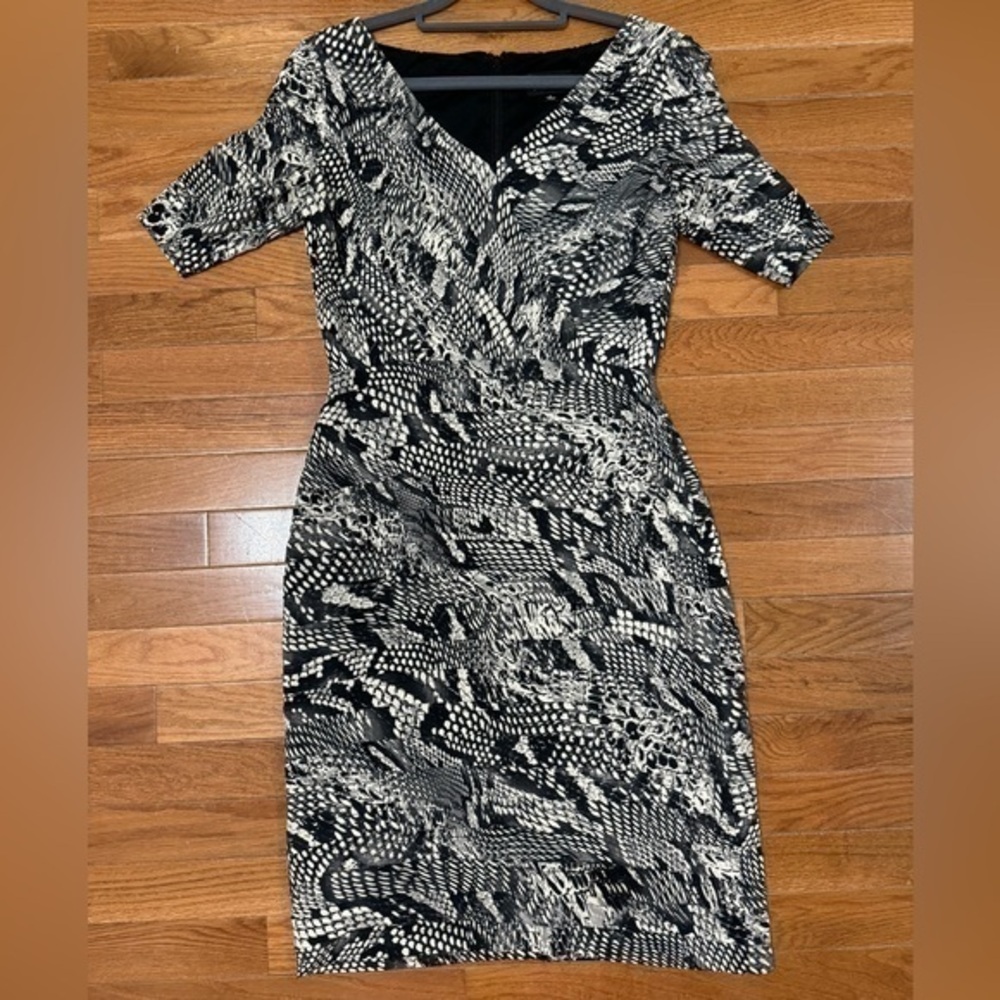 Adrianna Papell Dress Shutter Pleaded Snakeskin Pattern